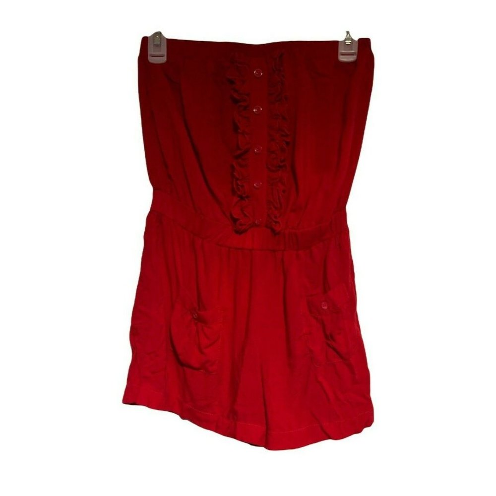 FOREVER 21 Romper Shorts Sleeveless Pockets Elastic Waist Red Size XS